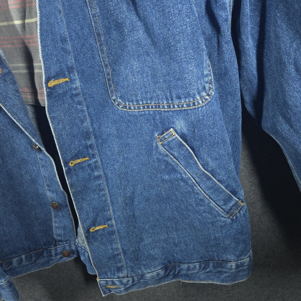 Vtg Faded Glory Denim Barn Coat L Mens 90s Workwear Corduroy Collar Chore Coat - Picture 7 of 16